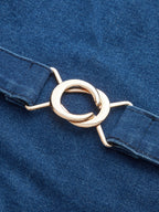 Belted Denim Cap Sleeve Mini Dress