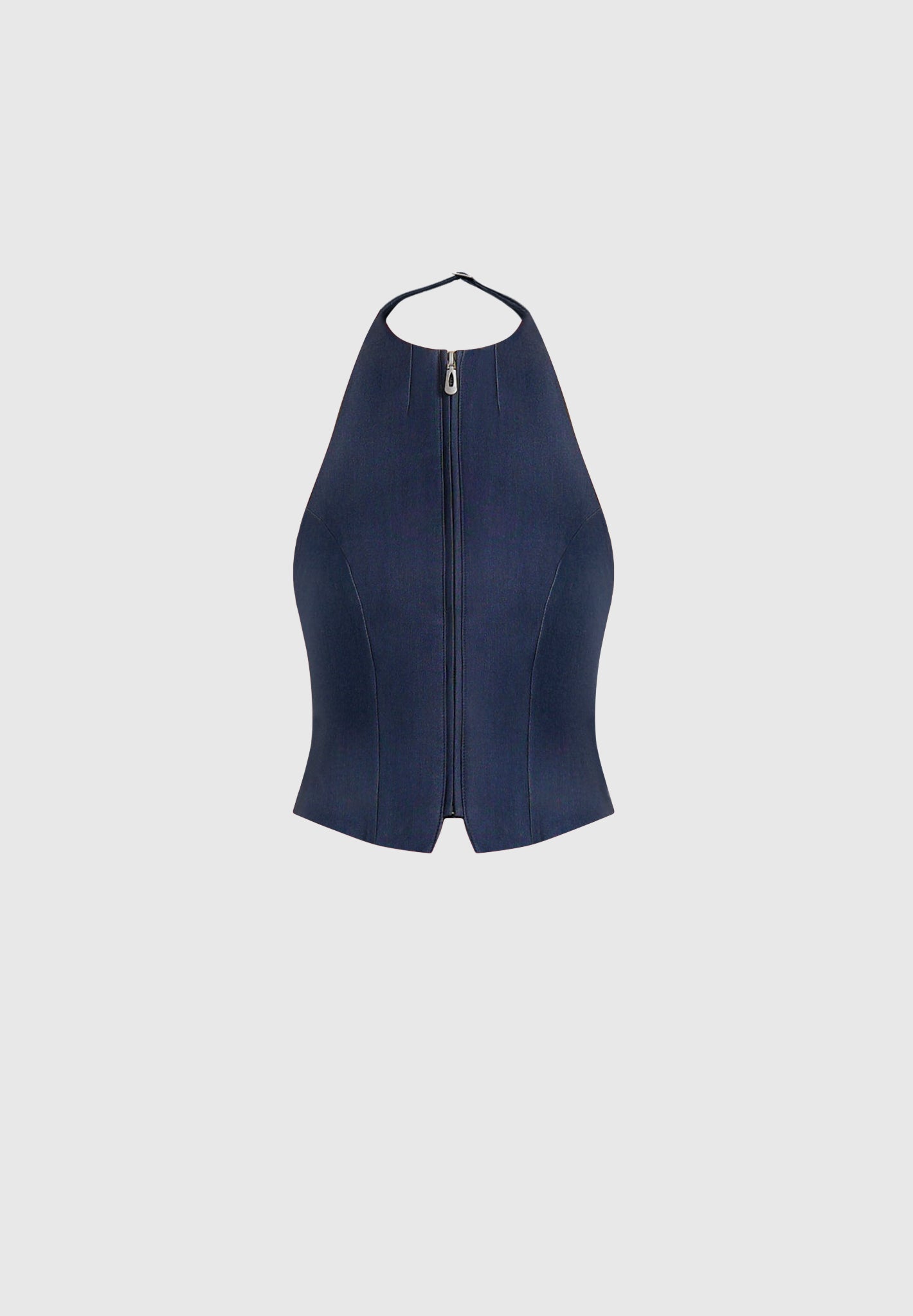 Claudette - Halterneck Backless Top - Indigo