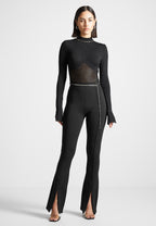 Contour Knit Bodysuit with Chain - Black