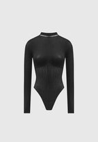 Contour Knit Bodysuit with Chain - Black