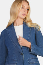 Shoni|100% Cotton Single Breasted Denim Blazer