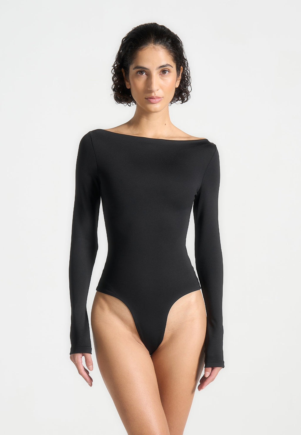 Eva - Boat Neck Bodysuit - Black