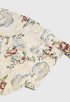 Bonnie - Floral Jacquard Bardot Corset Top - Beige