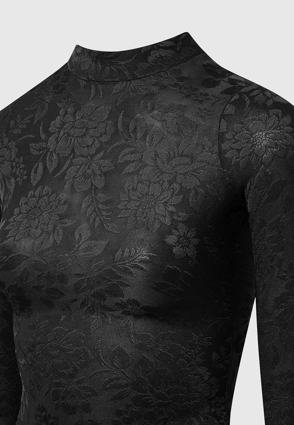Ivy - Jacquard Bodysuit with Gloves - Black