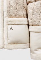 Tara - Knit and Plush Puffer Biker Jacket - Beige
