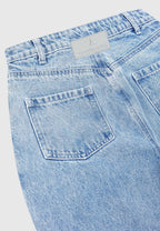 Audrey - Line Art Straight Leg Jeans - Mid Blue