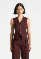Christine - Tailored Cinch Waistcoat - Wine Red