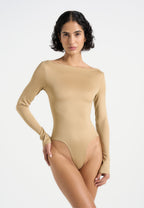 Eva - Boat Neck Bodysuit - Beige