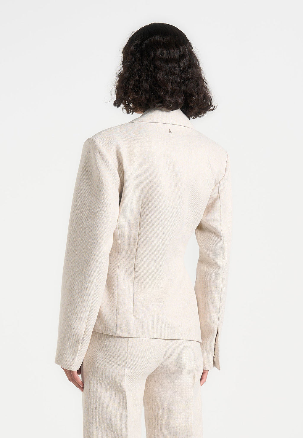 Thalia - Tailored Asymmetric Double Breasted Blazer - Light Beige