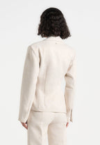 Thalia - Tailored Asymmetric Double Breasted Blazer - Light Beige