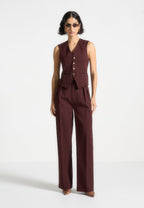 Christine - Tailored Cinch Waistcoat - Wine Red