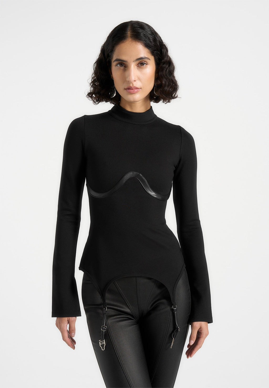 Suspender Detail Top - Black