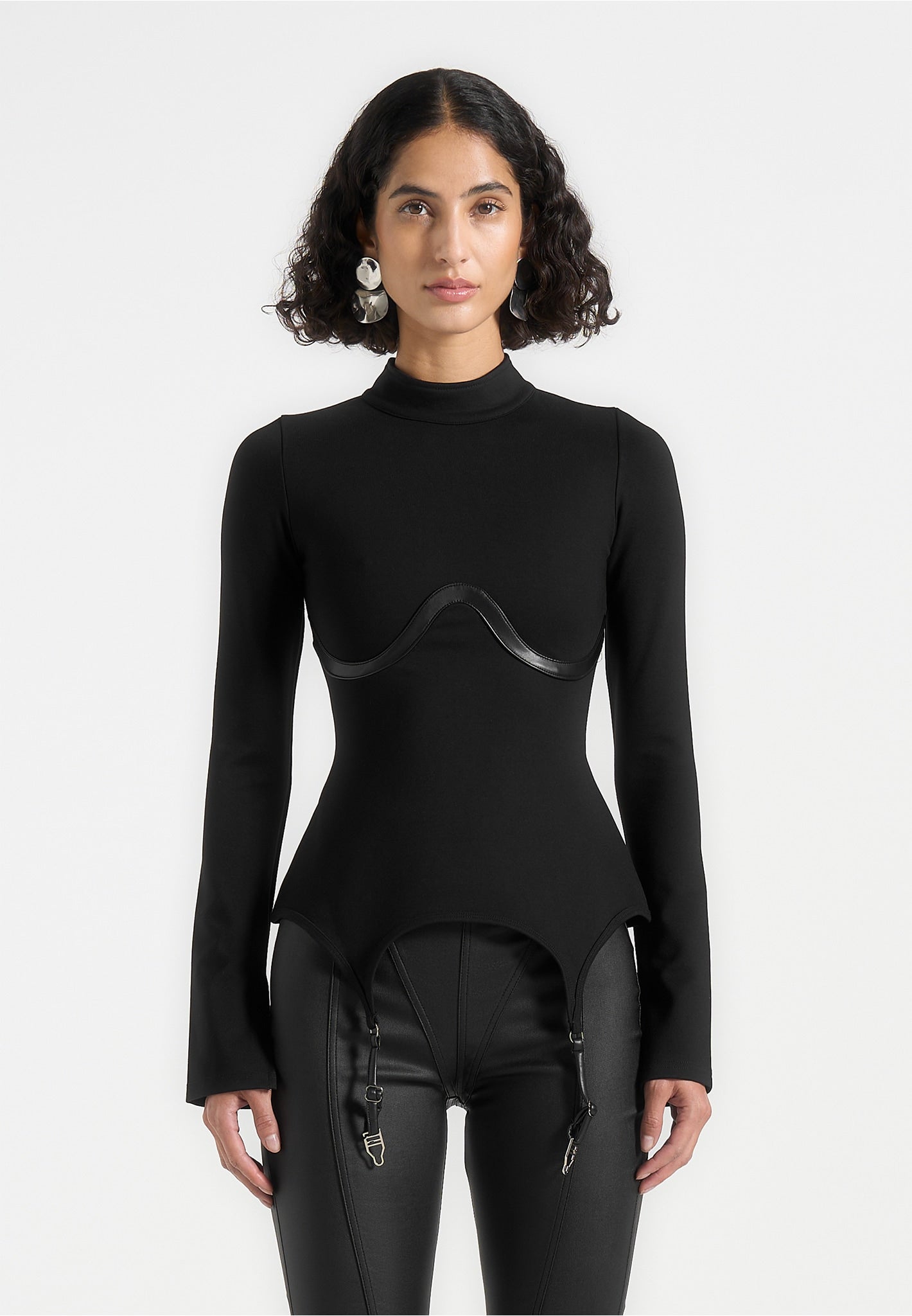 Suspender Detail Top - Black