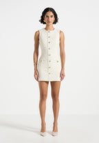 Nadine - Tweed Mini Dress - Cream