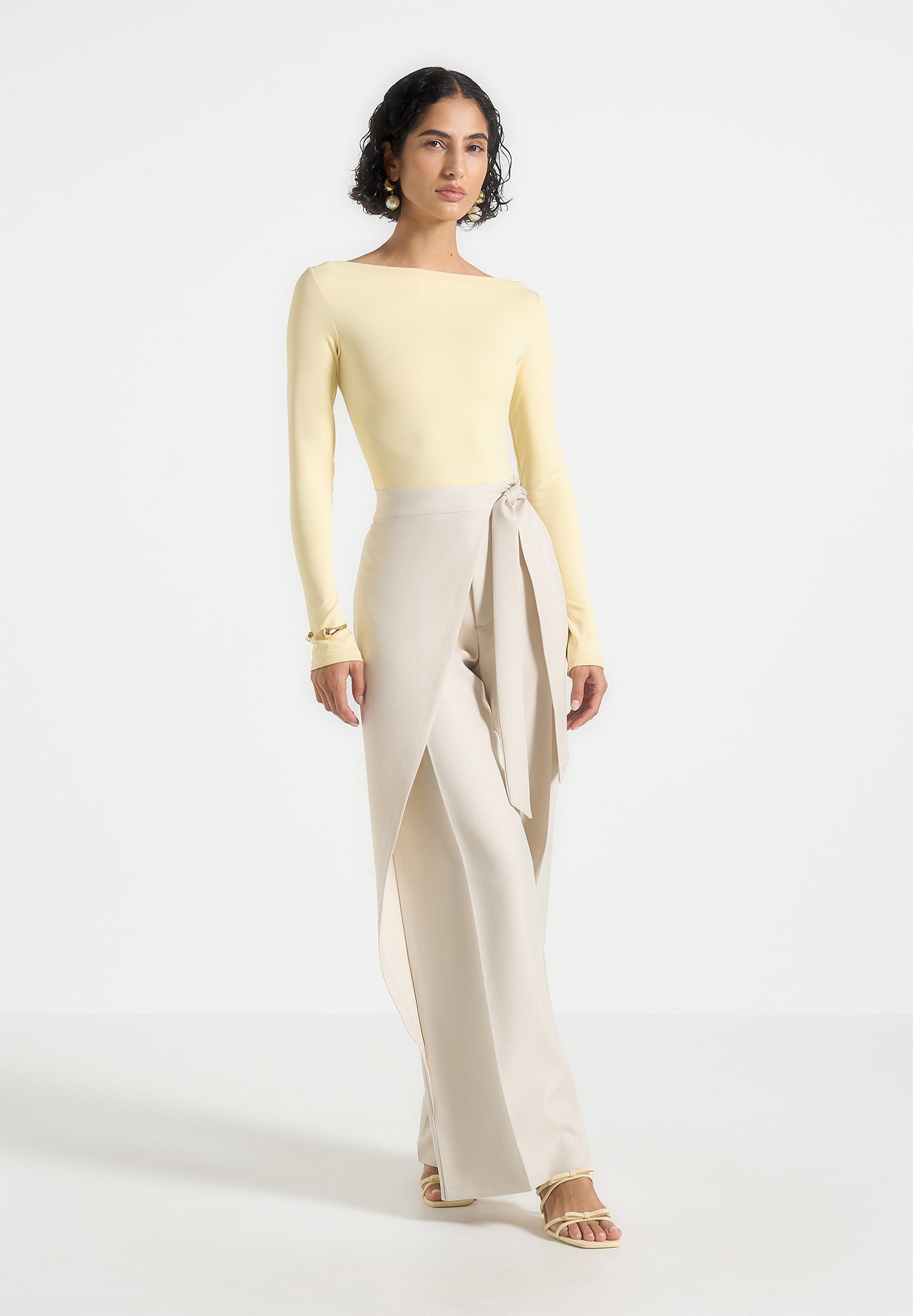 Eva - Boat Neck Bodysuit - Pale Yellow