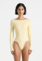 Eva - Boat Neck Bodysuit - Pale Yellow