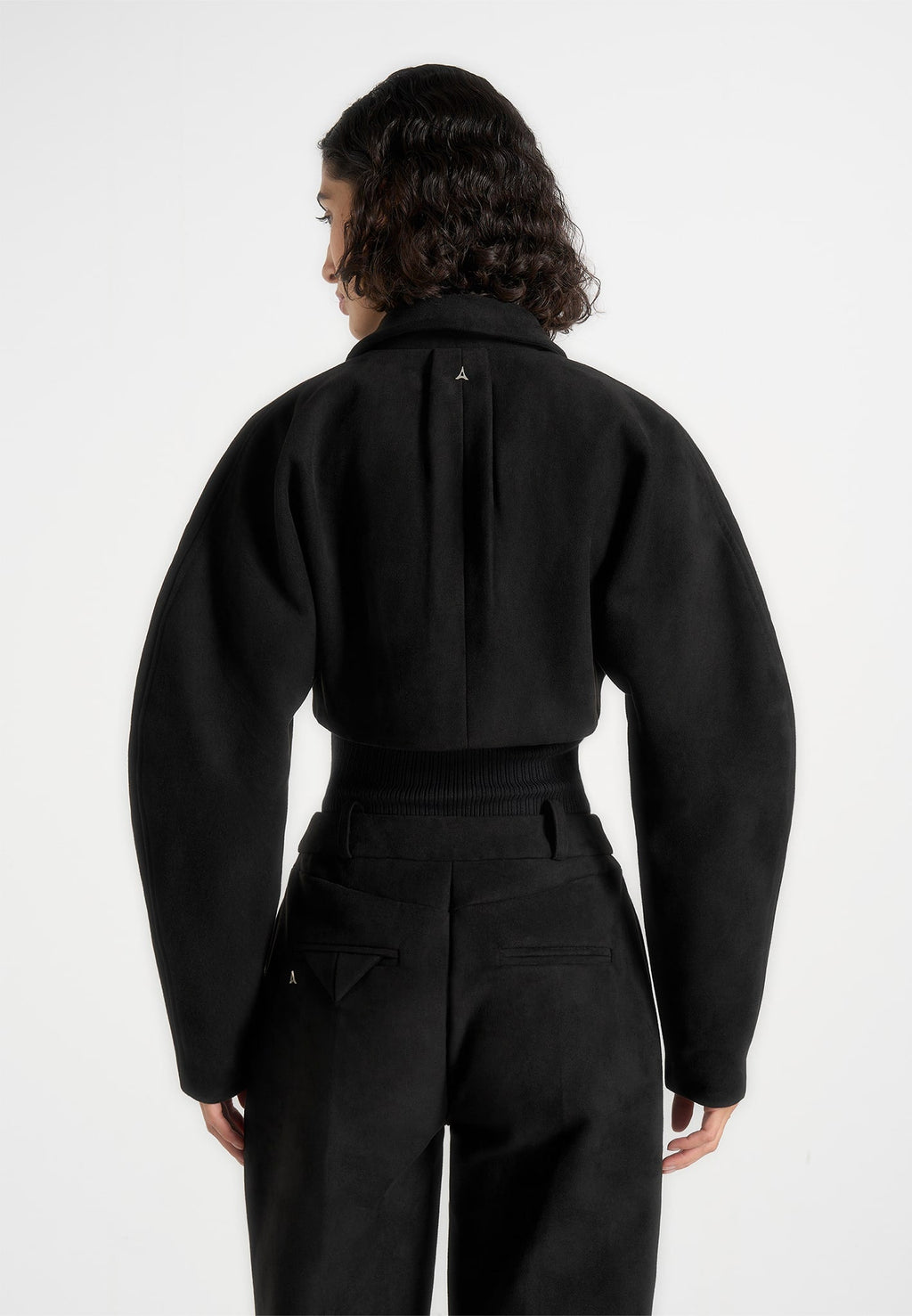 Elya - Suede Super Cropped Jacket - Black