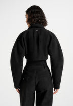 Elya - Suede Super Cropped Jacket - Black