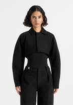 Elya - Suede Super Cropped Jacket - Black