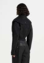 Emya - 2-in-1 Knit Shrug With Twisted Bandeau Top - Black