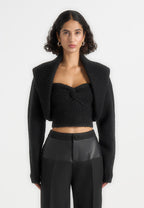 Emya - 2-in-1 Knit Shrug With Twisted Bandeau Top - Black