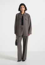 Joy - Tailored Oversized Shirt - Grey Marl