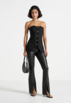 Viviane - Clasp Detail Bandeau Top - Black