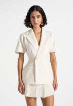 Malika - Double Breasted Short Sleeve Blazer - Off White