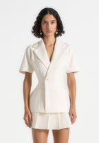 Malika - Double Breasted Short Sleeve Blazer - Off White