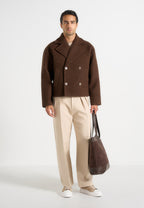 Mika - Unisex Double Breasted Jacket - Brown
