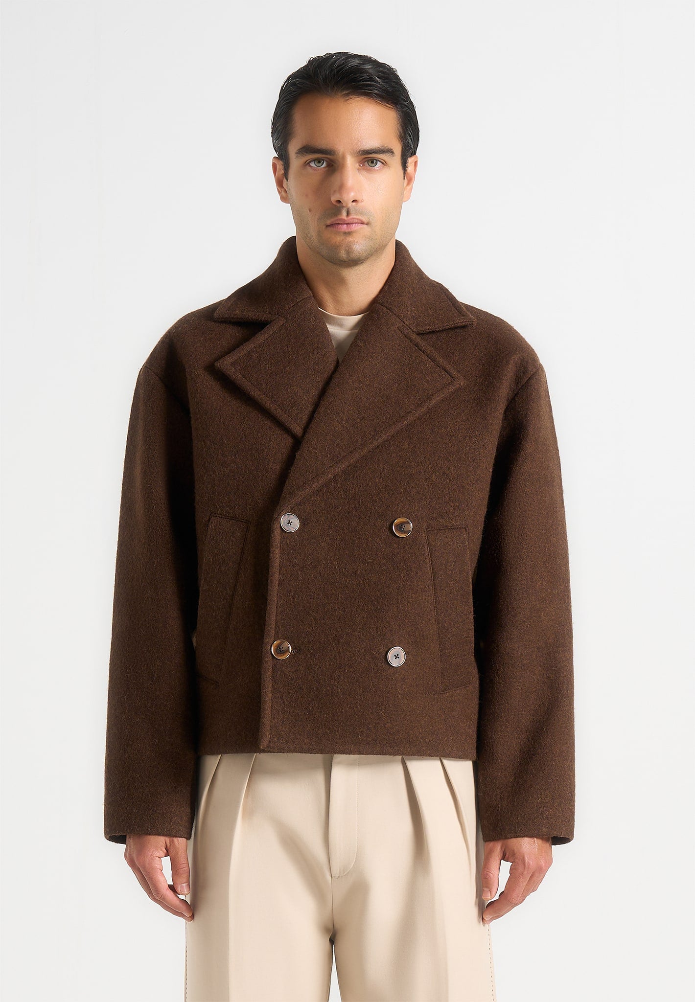 Mika - Unisex Double Breasted Jacket - Brown