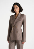 Maia - Pinstripe Double Breasted Blazer - Taupe