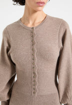 Michele - Knitted Scallop Hem Playsuit - Taupe