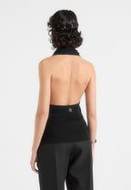 Elodie - Knitted Draped Halterneck Top - Black