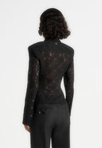 Sila - Wide Shoulder Lace Angled Shirt - Black