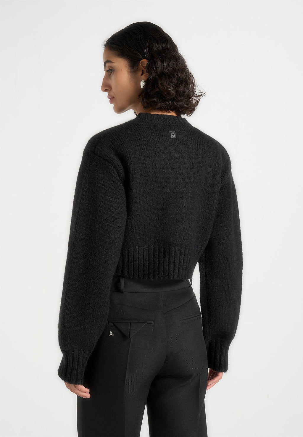 Caren - Brushed Wool Knit Cardigan - Black