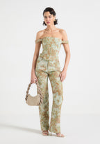 Florence - Jacquard High Rise Straight Leg Jeans - Sage