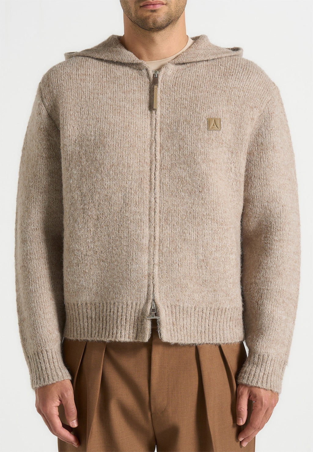 Billie - Unisex Brushed Zip Hoodie - Beige