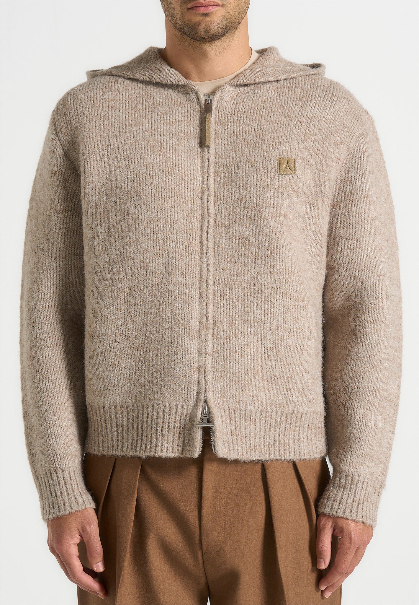 Billie - Unisex Brushed Zip Hoodie - Beige