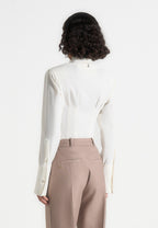 Agnes - Corset Shirt Bodysuit - Off White