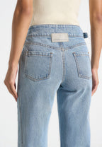 Loane - Twist Leg Boyfriend Jeans With Waist Adjuster - Mid Blue