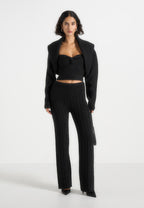 Emya - 2-in-1 Knit Shrug With Twisted Bandeau Top - Black