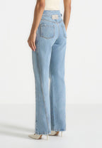 Loane - Twist Leg Boyfriend Jeans With Waist Adjuster - Mid Blue