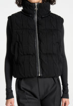 Kristina - 2-in-1 Cable Knit Puffer Jacket/Gilet - Black