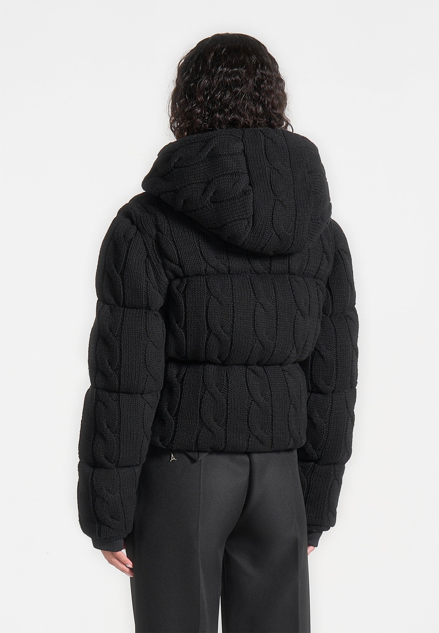 Kristina - 2-in-1 Cable Knit Puffer Jacket/Gilet - Black