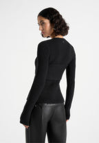 Marisa - 2-In-1 Knit Bandeau Cardigan - Black