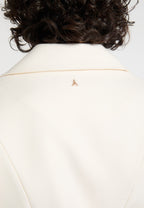 Claire - Wide Shoulder Cinch Waist Blazer - Cream