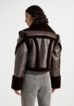 Kena - Vintage Leather & Plush 2-in-1 Gilet Jacket - Brown
