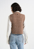Danya - Wool Cable Knit Vest With Ties - Taupe