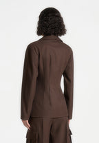 Beatrice - Tailored Contour Double Breasted Blazer - Brown